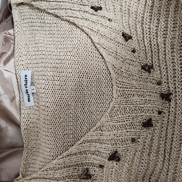 🎊HP🎊 Marie Claire Boho Crochet Hollow Out Breathable Knit Light Weight Sweater - Picture 9 of 12